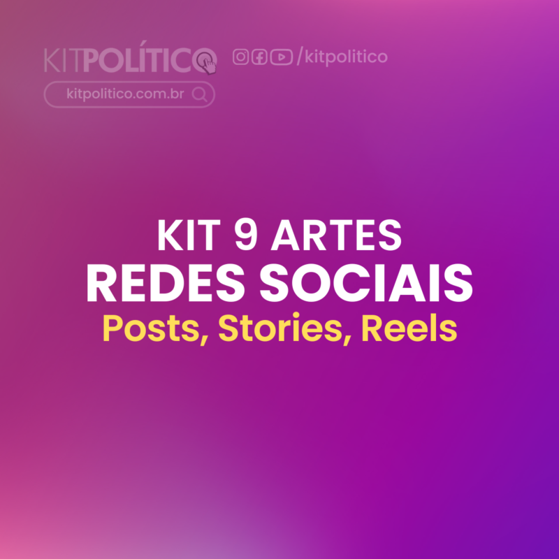 Kit 9 artes redes sociais post stories reel
